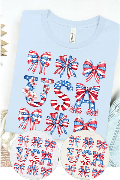 USA Coquette Bows Bella Canvas T-Shirt