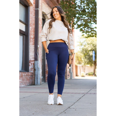 Ready to Ship | The Nyla - Navy Full-Length with Pocket Leggings