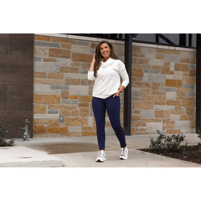 PreOrder | The Nicole - Navy FLEECE Full Length with Pocket Leggings
