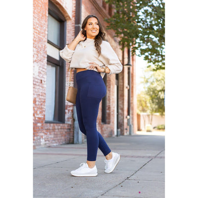 Ready to Ship | The Nyla - Navy Full-Length with Pocket Leggings
