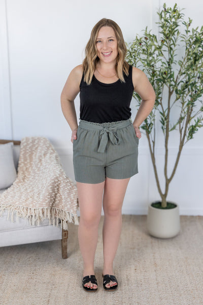 IN STOCK Libby Linen Shorts - Olive