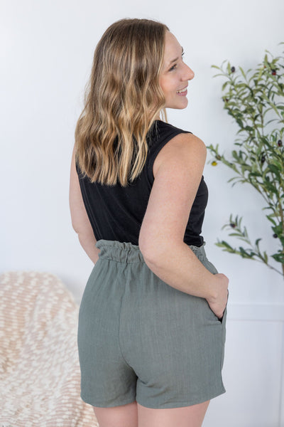 IN STOCK Libby Linen Shorts - Olive