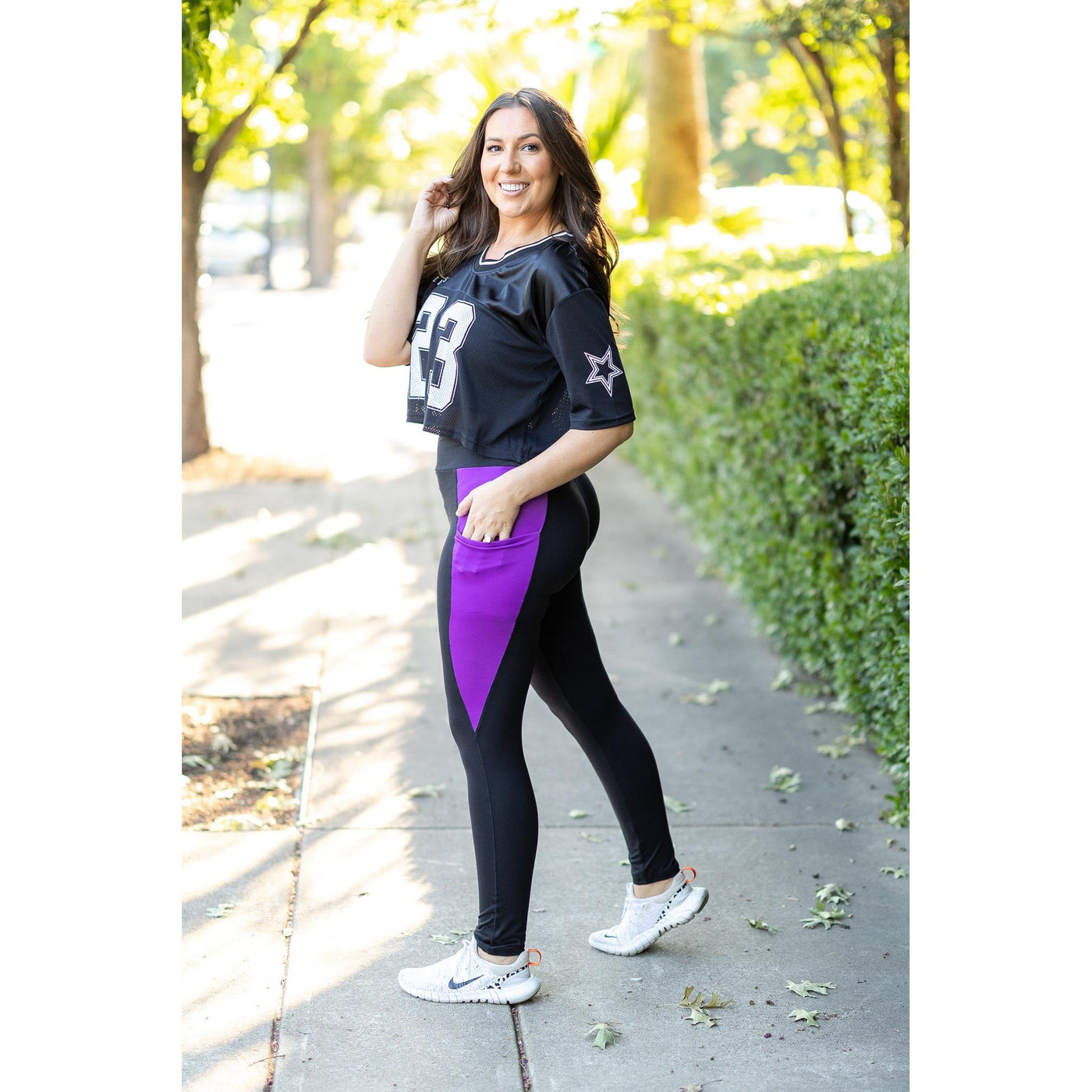Ready to Ship | The Presley - Purple Panel Full Length Leggings