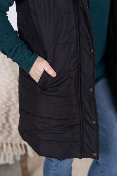 IN STOCK Harlow Long Vest - Black