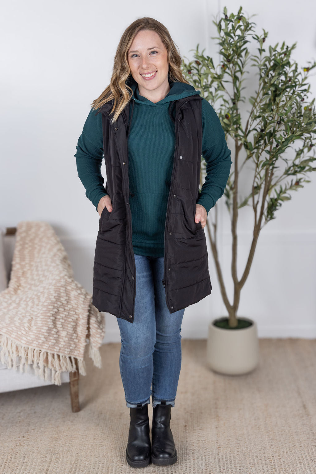 IN STOCK Harlow Long Vest - Black