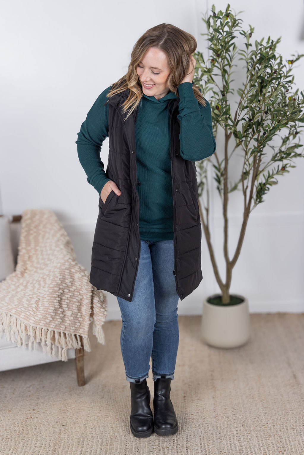 IN STOCK Harlow Long Vest - Black