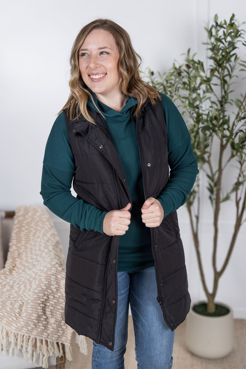 IN STOCK Harlow Long Vest - Black