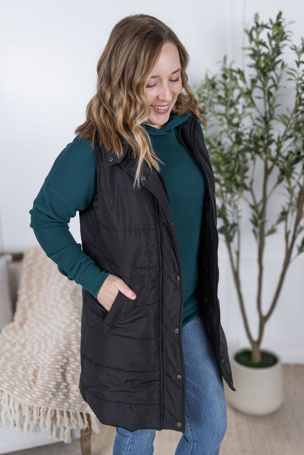 IN STOCK Harlow Long Vest - Black