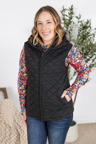 IN STOCK Heather Hooded Vest - Black