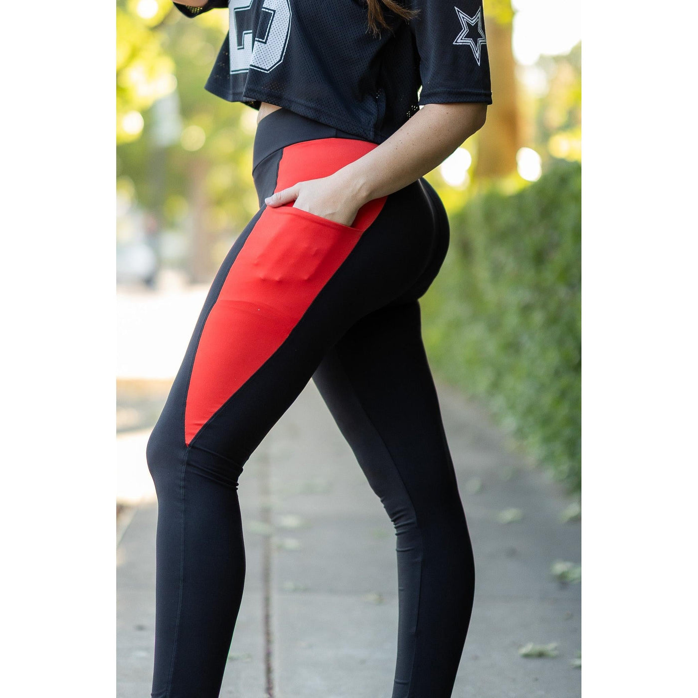 Ready to Ship | The Roxie - Red Panel Full Length Leggings