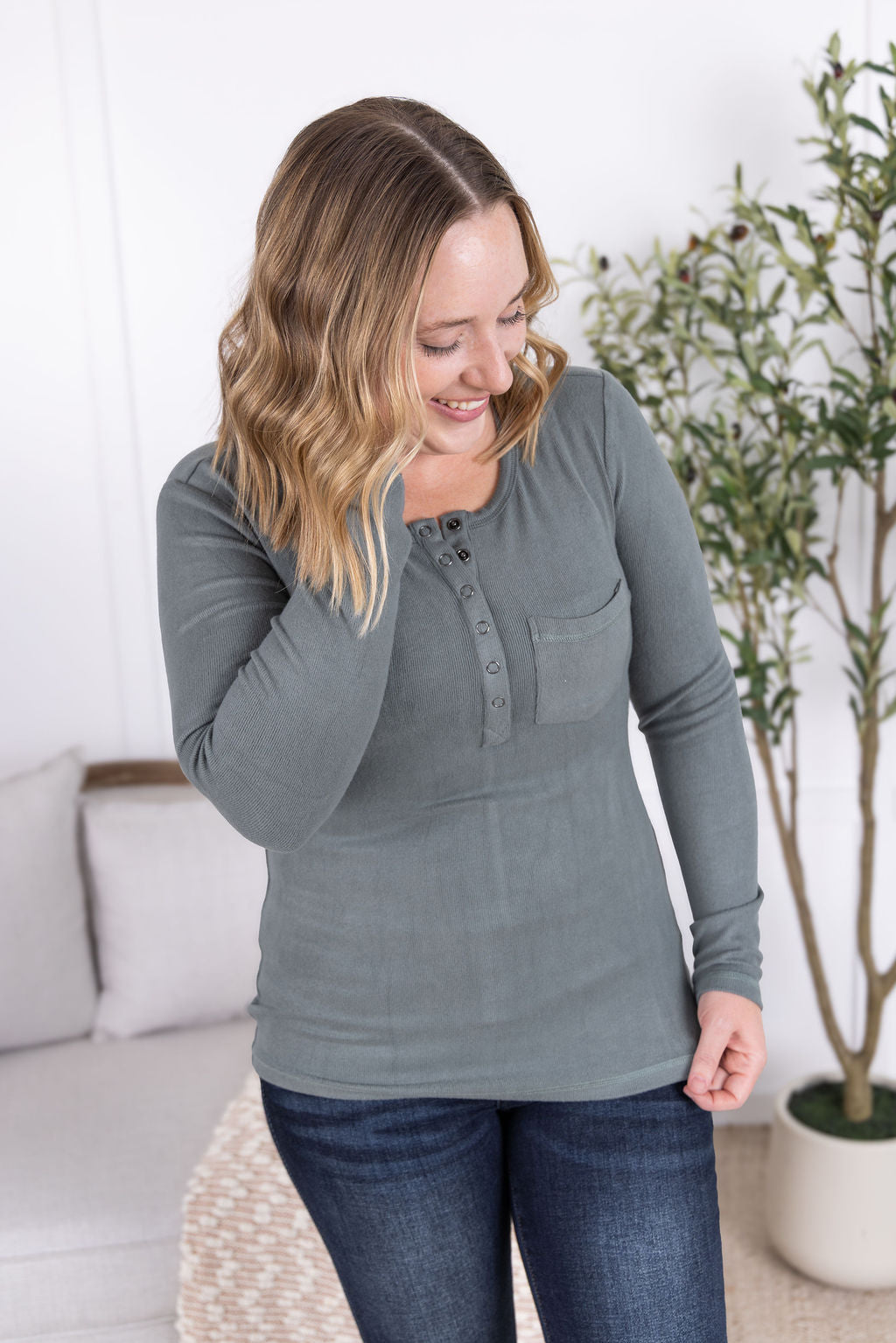 IN STOCK Georgia Long Sleeve Top - Dusty Jade