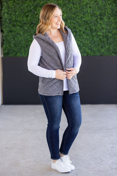 IN STOCK Heather Hooded Vest - Grey