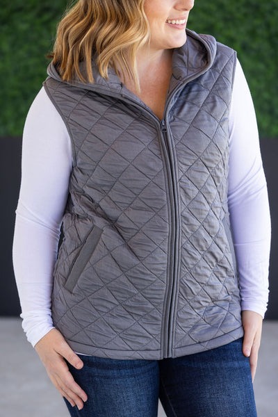 IN STOCK Heather Hooded Vest - Grey