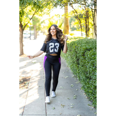 Ready to Ship | The Presley - Purple Panel Full Length Leggings