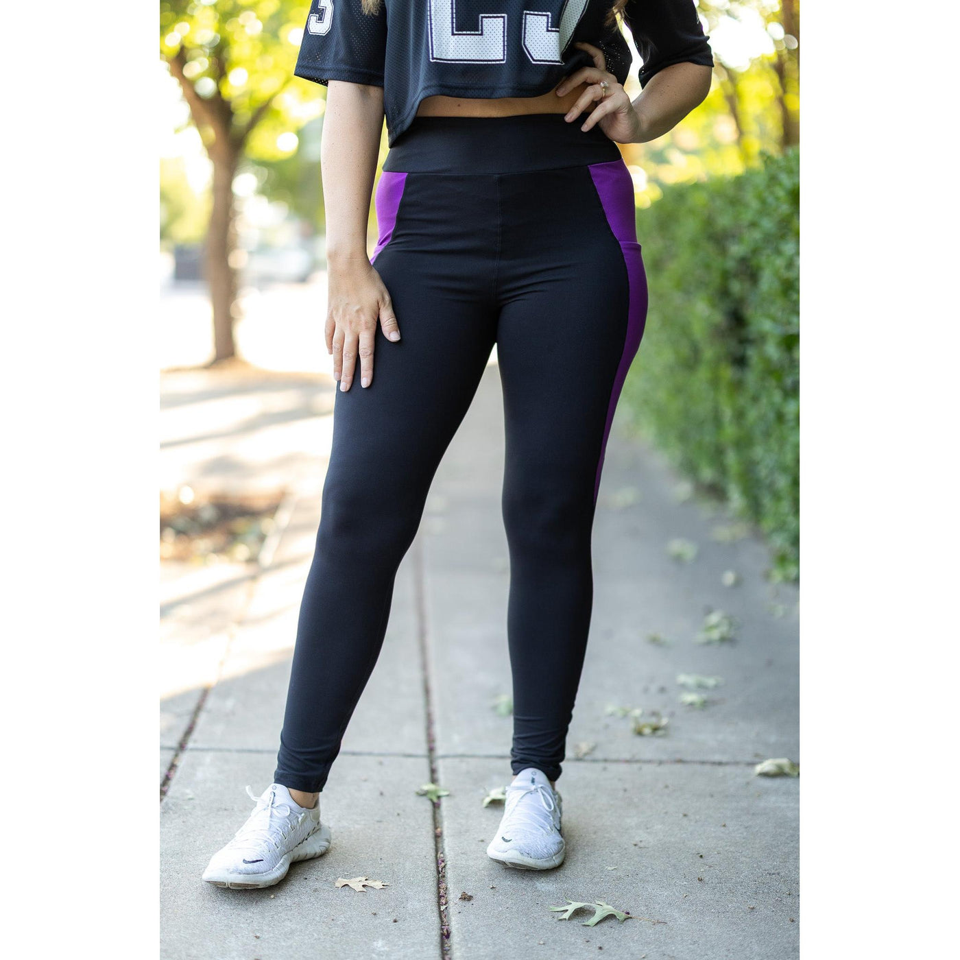 Ready to Ship | The Presley - Purple Panel Full Length Leggings