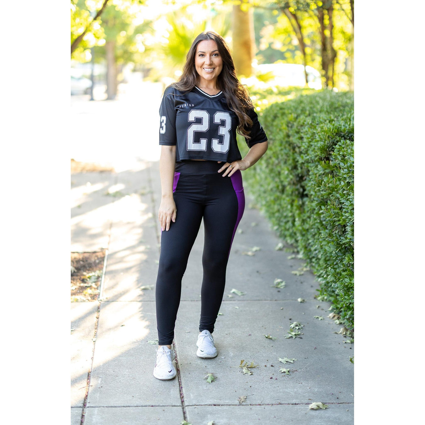 Ready to Ship | The Presley - Purple Panel Full Length Leggings