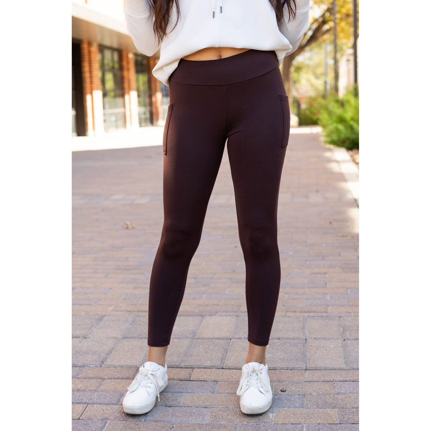 PreOrder | The Belle - Brown FLEECE Full Length Leggings with Pockets*