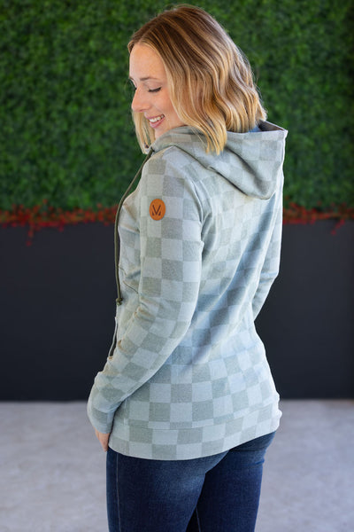 IN STOCK HalfZip Hoodie - Olive Checkers