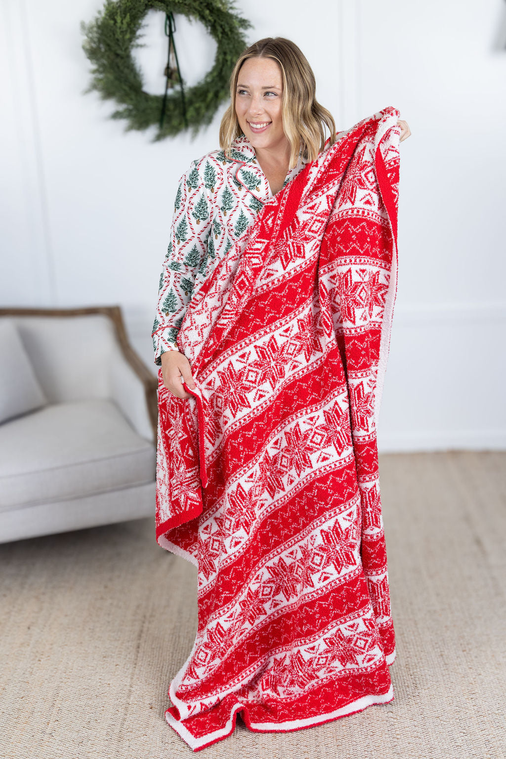 IN STOCK Plush and Fuzzy Blanket - Red Holiday