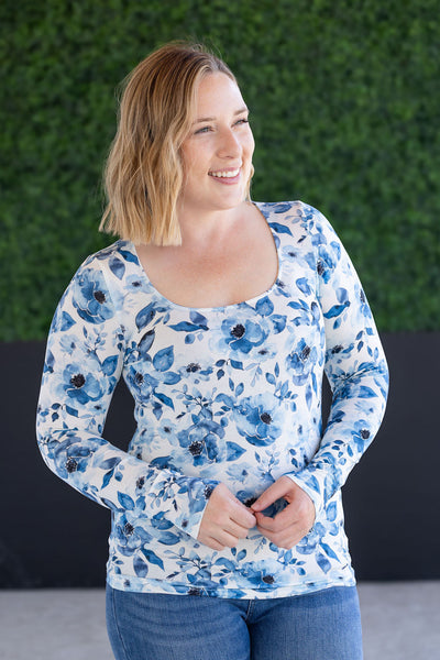 IN STOCK Alyssa Long Sleeve Top - Sapphire Floral