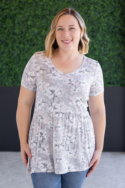 IN STOCK Sarah Ruffle Short Sleeve - Vintage Grey Floral