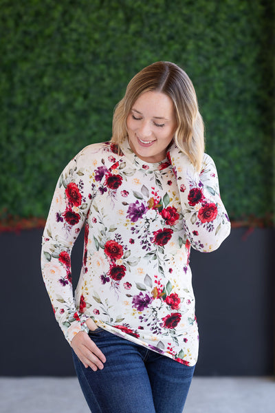IN STOCK Blair Long Sleeve Top - Burgundy Bloom