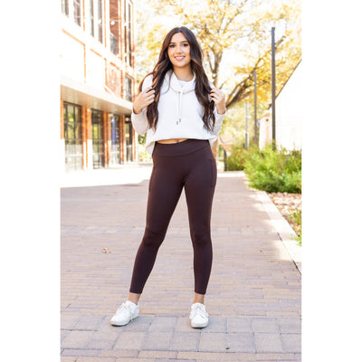 PreOrder | The Belle - Brown FLEECE Full Length Leggings with Pockets*