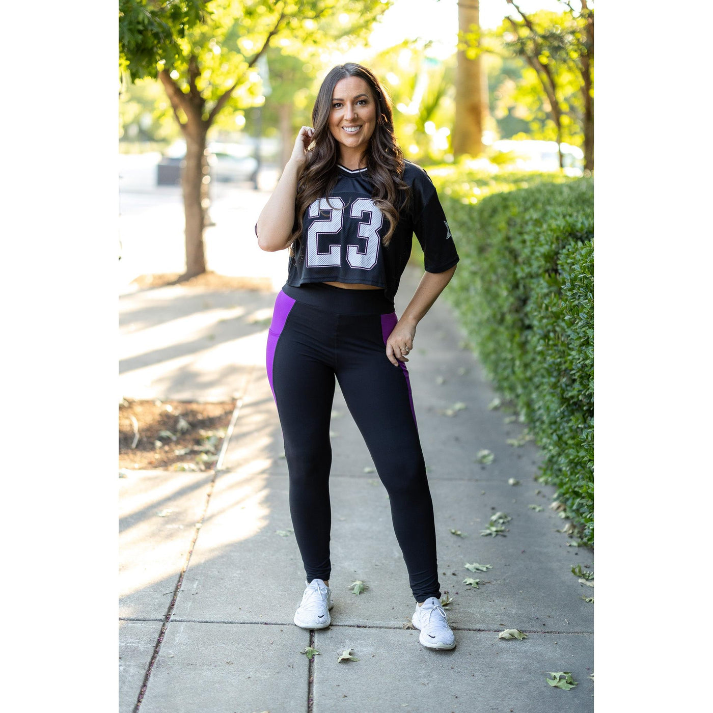 Ready to Ship | The Presley - Purple Panel Full Length Leggings