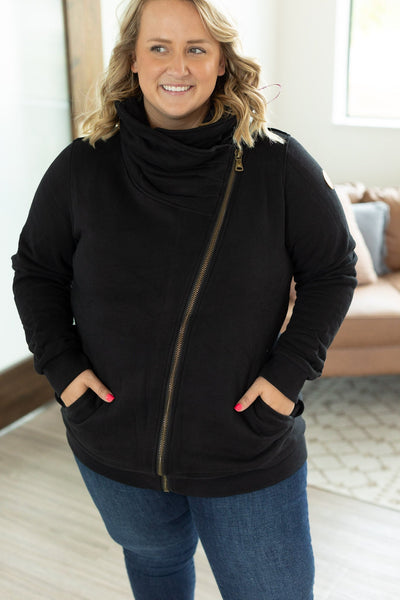 IN STOCK Quinn ZipUp Cowl - Black | Women's Hoodie