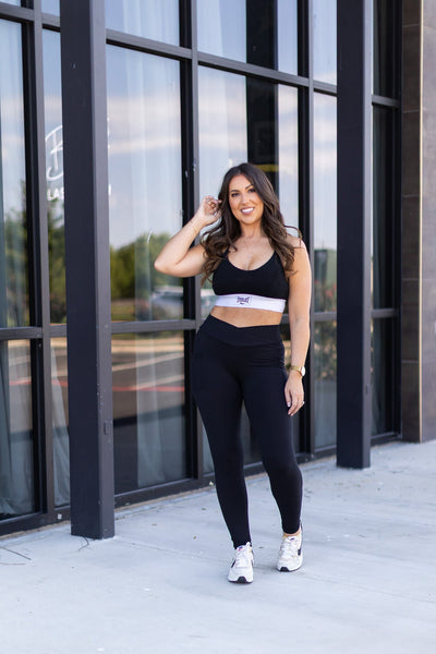 Ready to Ship |  The Stephanie - Crossover BLACK Pocket Full Length Leggings Round 5  - Luxe Leggings by Julia Rose®