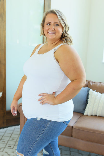 IN STOCK Lexi Lace Tank - White | Women's Tank Top