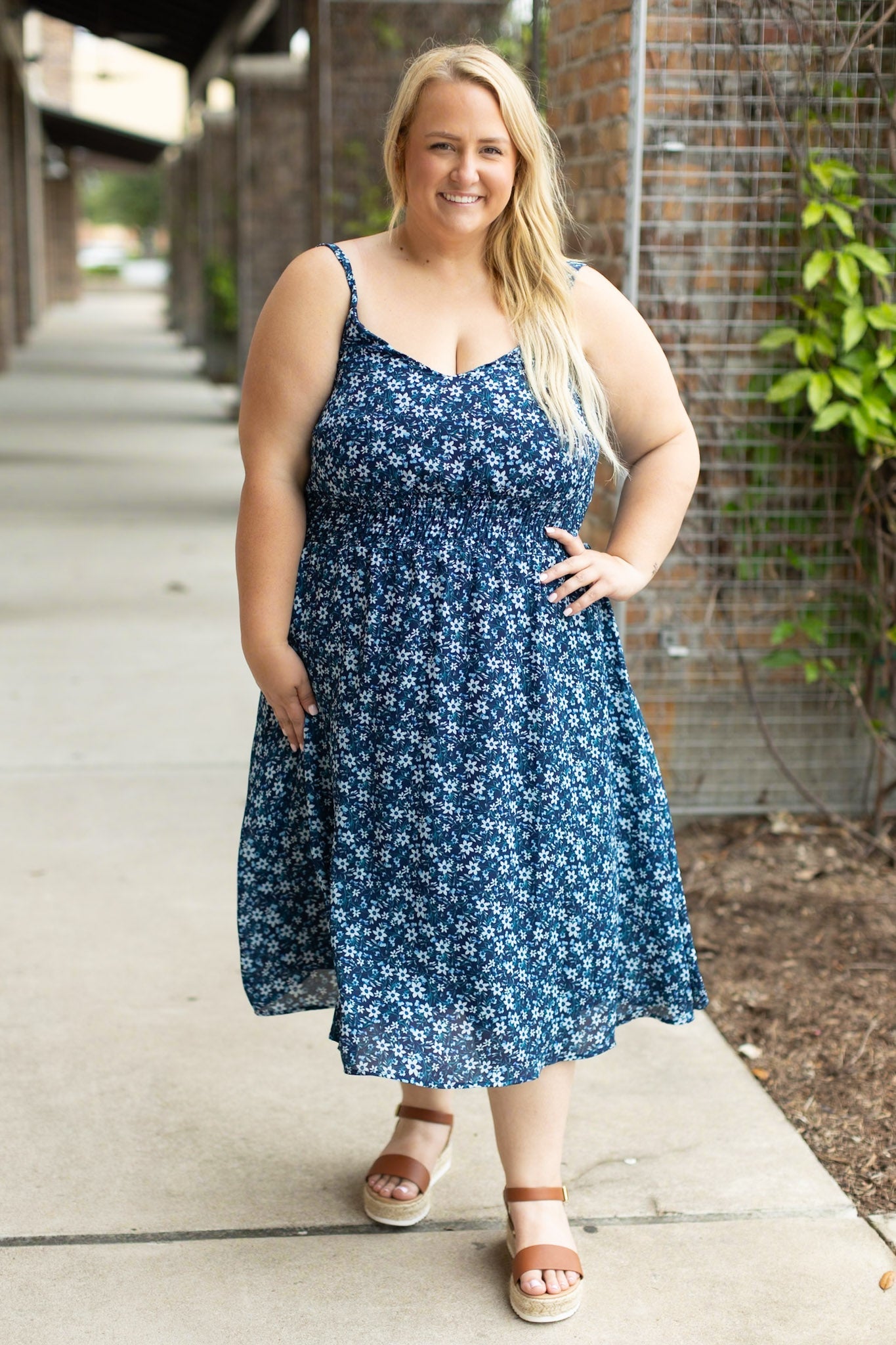 IN STOCK Cassidy Midi Dress - Blue Floral Mix FINAL SALE