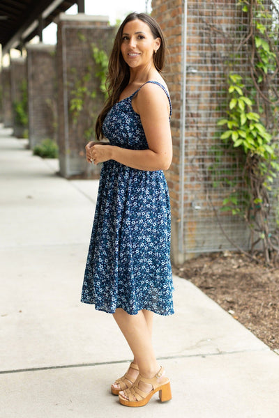 IN STOCK Cassidy Midi Dress - Blue Floral Mix FINAL SALE