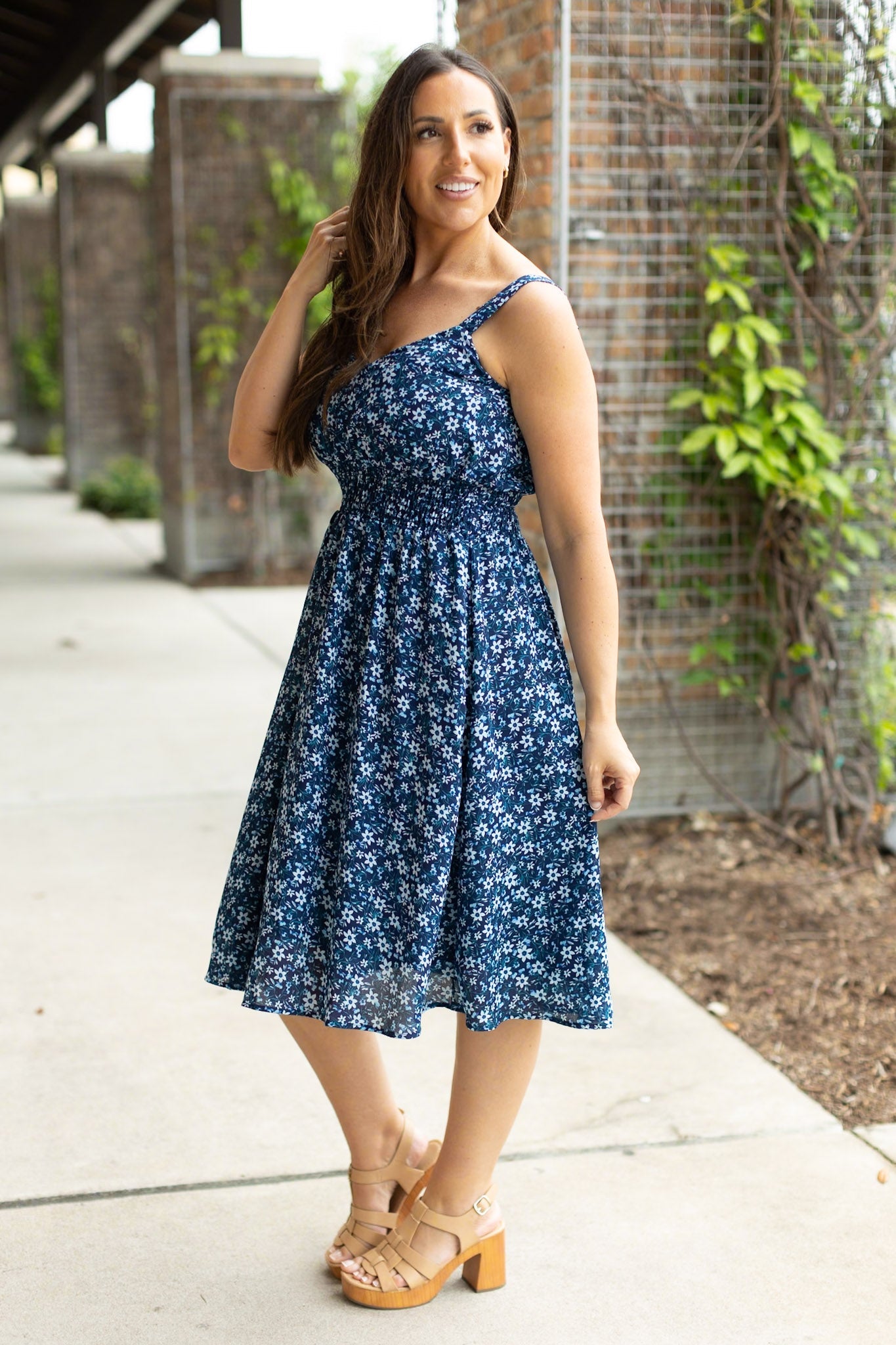 IN STOCK Cassidy Midi Dress - Blue Floral Mix FINAL SALE