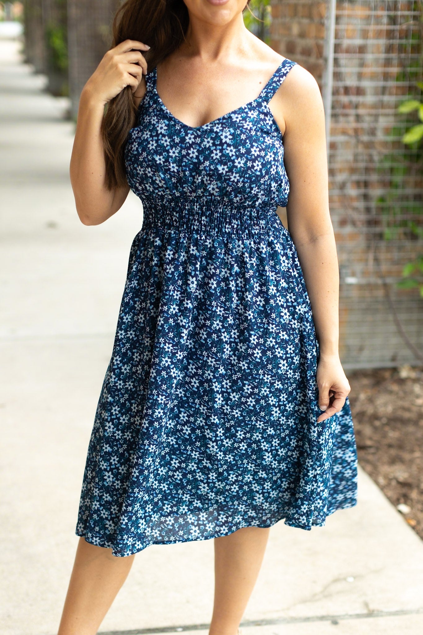 IN STOCK Cassidy Midi Dress - Blue Floral Mix FINAL SALE