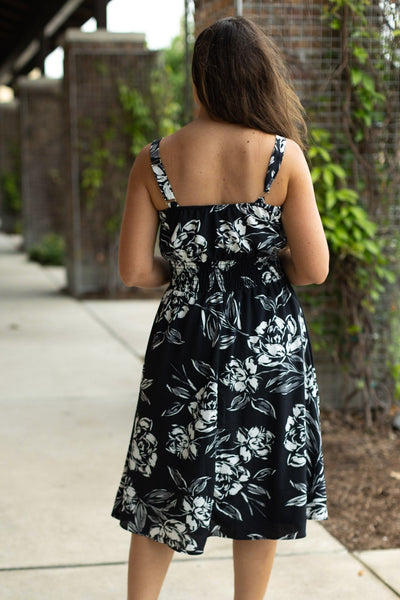 IN STOCK Cassidy Midi Dress - Black and White Floral | Women’s Dress FINAL SALE