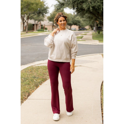 Ready to Ship  | The Maeve -  MAROON Bootcut Leggings with Pockets