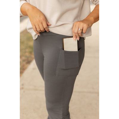 Ready to Ship | The Cassie - 30  CHARCOAL Bootcut Leggings with Pockets