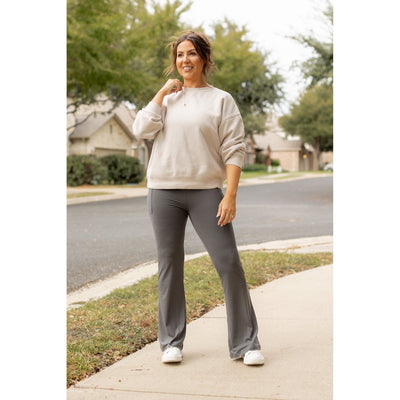 Ready to Ship | The Cassie - 30  CHARCOAL Bootcut Leggings with Pockets - Round 2