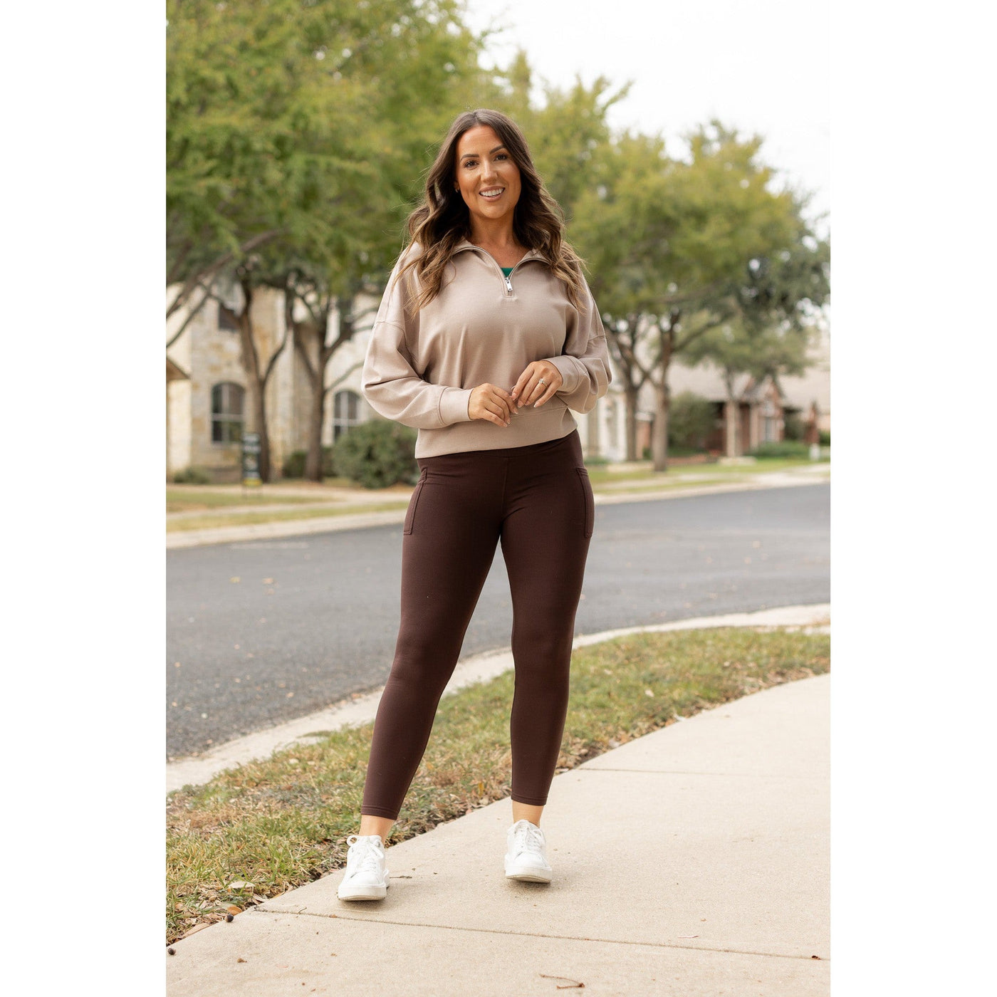 PreOrder | The Belle - Brown FLEECE Full Length Leggings with Pockets*