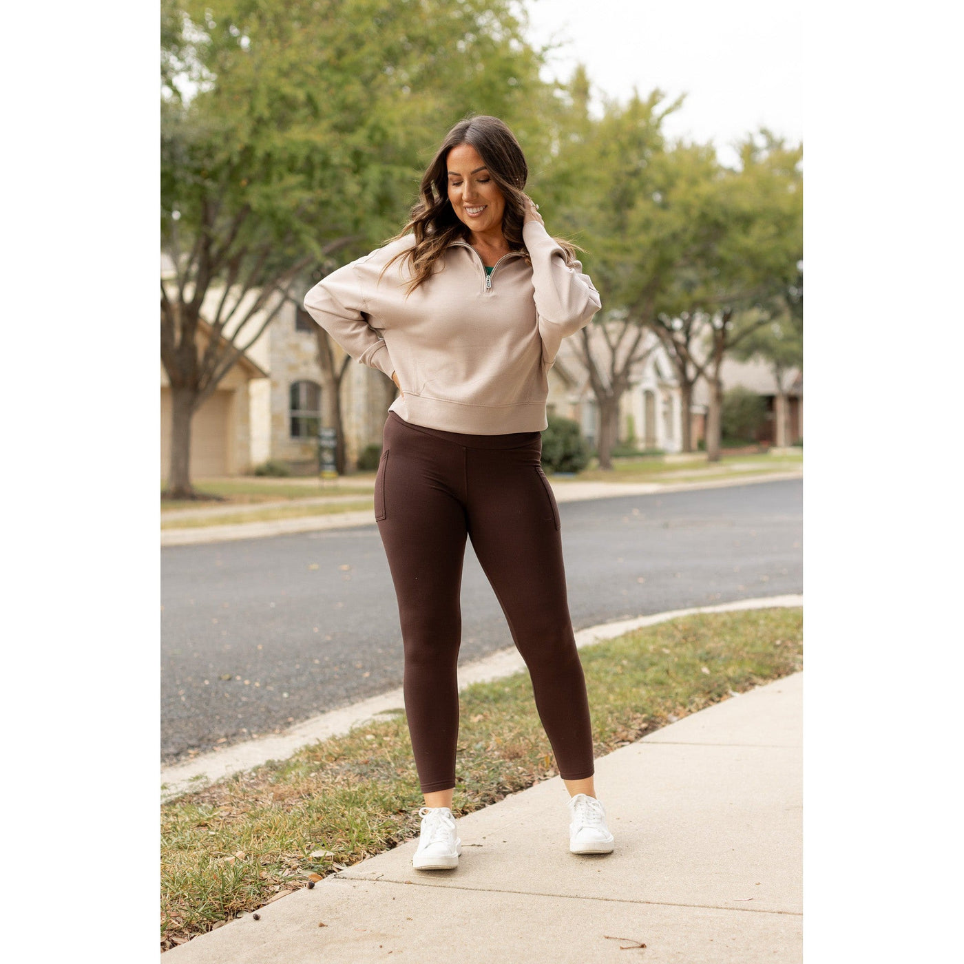 PreOrder | The Belle - Brown FLEECE Full Length Leggings with Pockets*