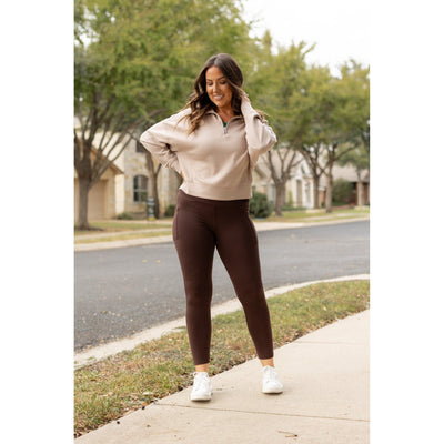 PreOrder | The Belle - Brown FLEECE Full Length Leggings with Pockets*