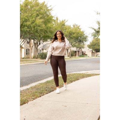PreOrder | The Belle - Brown FLEECE Full Length Leggings with Pockets*