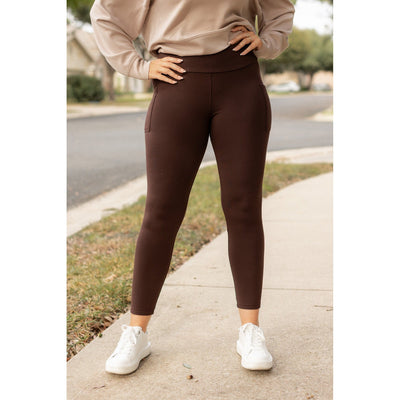 PreOrder | The Belle - Brown FLEECE Full Length Leggings with Pockets*