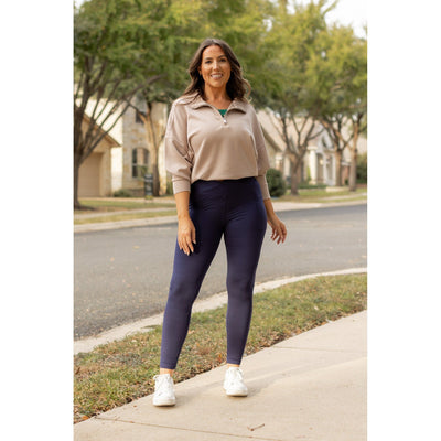 Ready to Ship | The Nadia - NAVY Crossover Full Length Leggings with Pockets