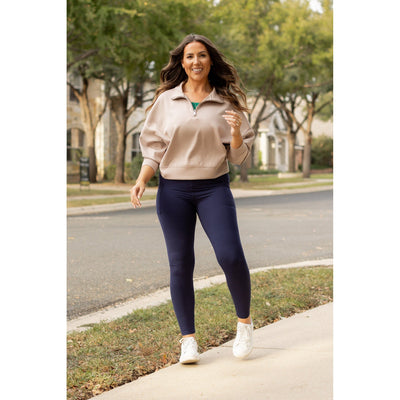 Ready to Ship | The Nadia - NAVY Crossover Full Length Leggings with Pockets