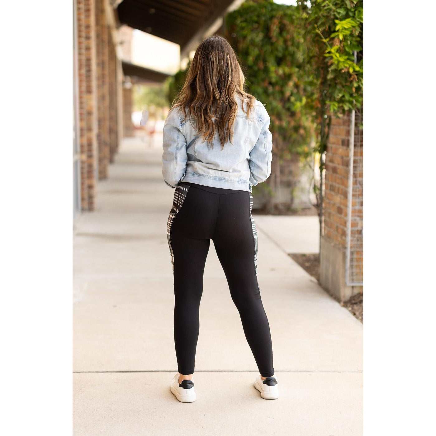 PreOrder | The Gabby - Black And White Plaid Panel Leggings