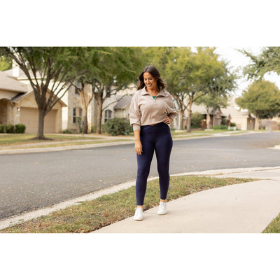 Ready to Ship | The Nadia - NAVY Crossover Full Length Leggings with Pockets