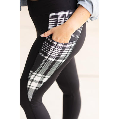 Ready to Ship | The Gabby - Black And White Plaid Panel Leggings