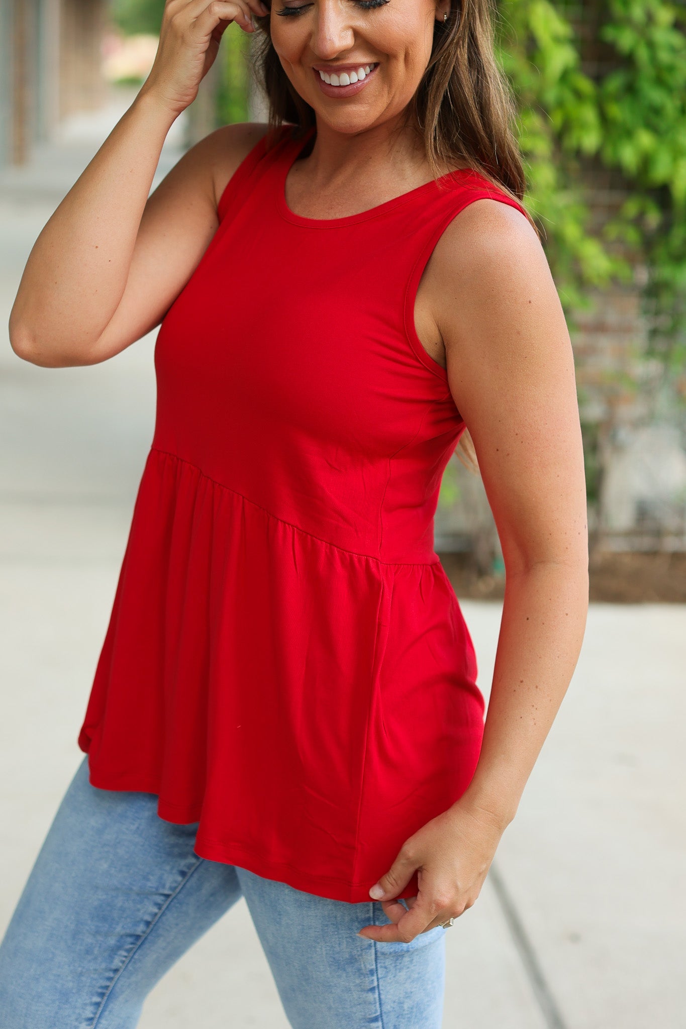 IN STOCK Renee Ruffle Tank - Red | Women's Sleeveless Top